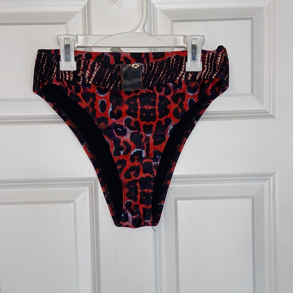 Women's Red and Black Patterned Bikini Bottoms